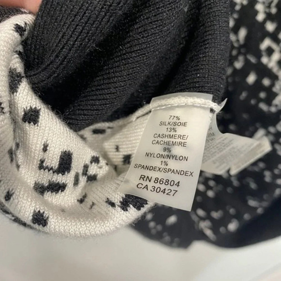 Magaschoni Women's Black & White Silk Cashmere Sleeveless Stretchy Dress Sz L - Picture 4 of 4